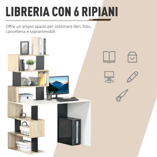 Scrivania Angolare con Libreria 120x60x148 cm