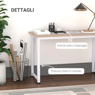 Scrivania Moderna MDF 120x60x76 cm Bianco Legno