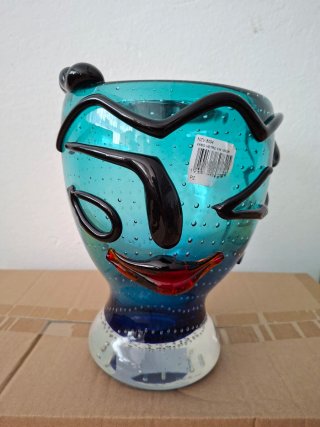Vaso Vetro Testa Blu/Teal