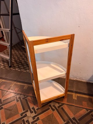Estantería Esquinera Blanca y Madera
