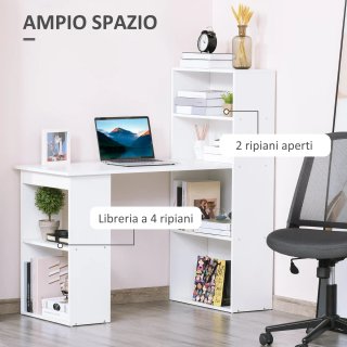 Scrivania Computer con Libreria Salvaspazio Bianco