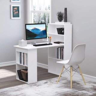 Scrivania Computer con Libreria Salvaspazio Bianco