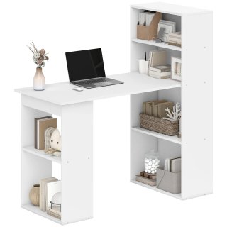 Scrivania Computer con Libreria Salvaspazio Bianco