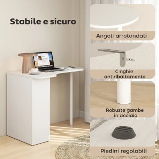 Scrivania Ricurva Acciaio e Legno 100x59x75.5 cm