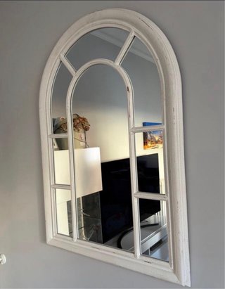 Espejo de Pared con Marco de Madera Blanco