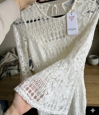 Abito GUESS Nicki Lace in pizzo bianco