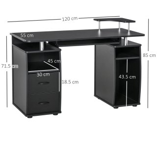 Scrivania PC Moderna in Legno Nero 120x55x85cm