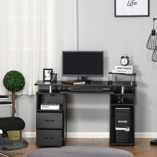 Scrivania PC Moderna in Legno Nero 120x55x85cm