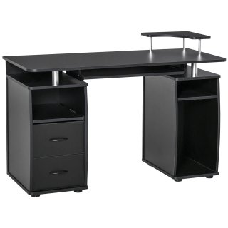 Scrivania PC Moderna in Legno Nero 120x55x85cm