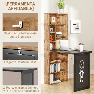 Scrivania Pieghevole Libreria Lavagna 98x51x153cm