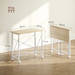 Scrivania Pieghevole 4 Ruote con Freno 80x40x75 cm
