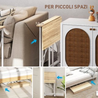 Scrivania Pieghevole 4 Ruote con Freno 80x40x75 cm