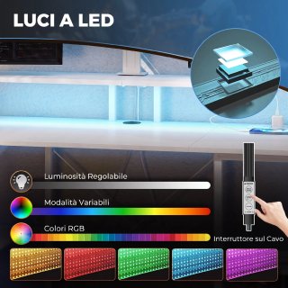 Scrivania Reversibile con LED e Prese 120x50 cm
