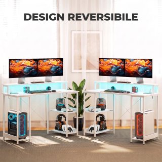 Scrivania Reversibile con LED e Prese 120x50 cm