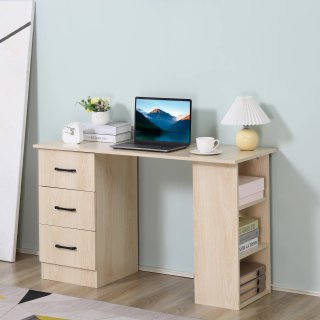Scrivania PC Moderna con 3 Scaffali in Legno 120cm