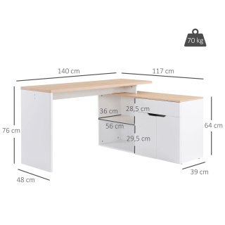 Scrivania Angolare con Libreria da 140x117x76 cm