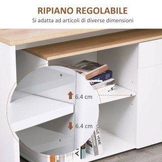 Scrivania Angolare con Libreria da 140x117x76 cm