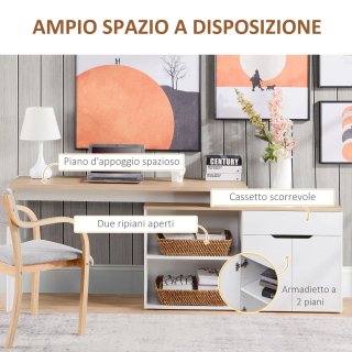 Scrivania Angolare con Libreria da 140x117x76 cm