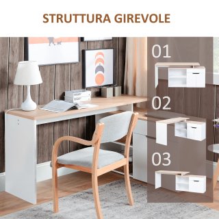 Scrivania Angolare con Libreria da 140x117x76 cm
