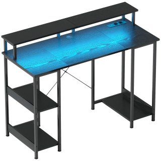 Scrivania PC Reversibile con Prese 120x50cm Nero