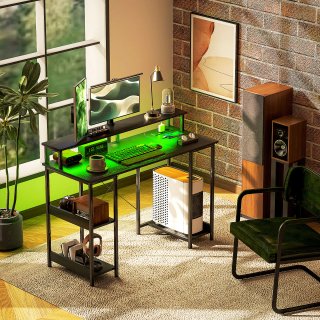 Scrivania PC Reversibile con Prese 120x50cm Nero
