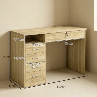 Scrivania in Legno con 2 Cassetti 2 Chiavi