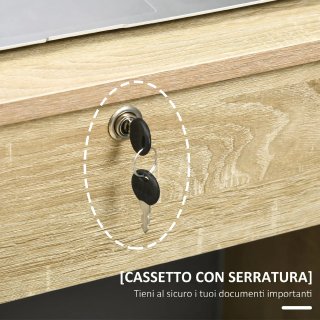 Scrivania in Legno con 2 Cassetti 2 Chiavi