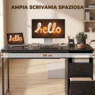Scrivania Moderna con Cassetti e Porta Tastiera