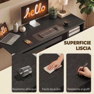 Scrivania Moderna con Cassetti e Porta Tastiera