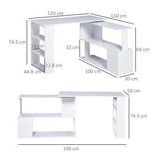 Scrivania ad Angolo 5 Ripiani 120 X 100 X 74.5 cm
