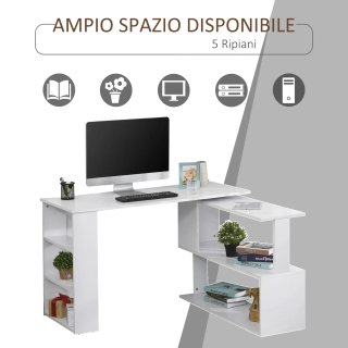 Scrivania ad Angolo 5 Ripiani 120 X 100 X 74.5 cm