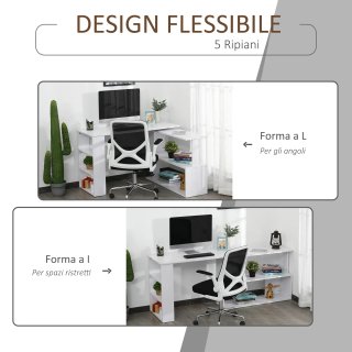 Scrivania ad Angolo 5 Ripiani 120 X 100 X 74.5 cm