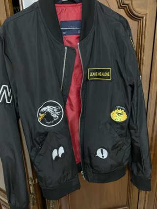 Cazadora Bomber Zara Negra Talla M