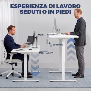 Scrivania Regolabile Elettrica 100x60x72-118 cm