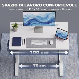 Scrivania Regolabile Elettrica 100x60x72-118 cm
