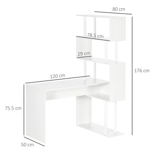 Scrivania Angolare Moderna Bianca 120x80x176 cm