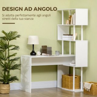 Scrivania Angolare Moderna Bianca 120x80x176 cm