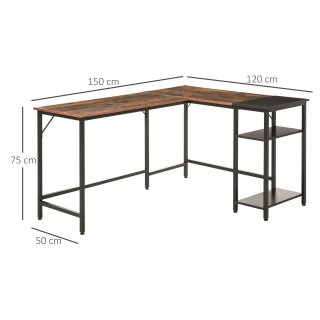 Scrivania Angolare Industriale in Legno e Metallo