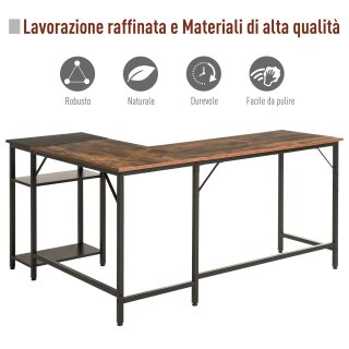 Scrivania Angolare Industriale in Legno e Metallo