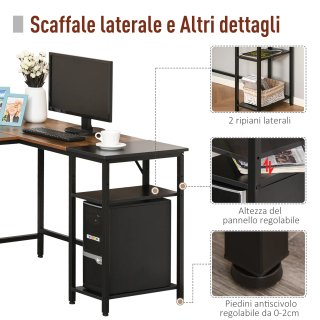 Scrivania Angolare Industriale in Legno e Metallo