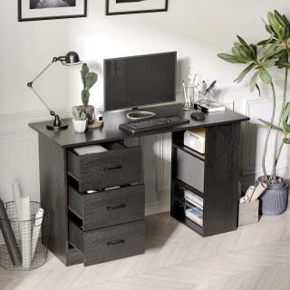 Scrivania Legno 3 Cassetti Camera 120x49x72cm Nero
