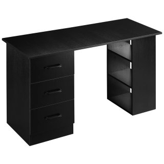 Scrivania Legno 3 Cassetti Camera 120x49x72cm Nero