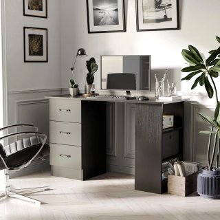 Scrivania Legno 3 Cassetti Camera 120x49x72cm Nero
