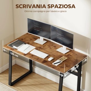 Scrivania Industriale Legno Acciaio 120x60x76 cm