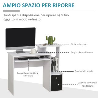 Scrivania Moderna con Mensola Tastiera e Cassetto