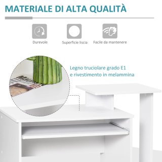 Scrivania Moderna con Mensola Tastiera e Cassetto