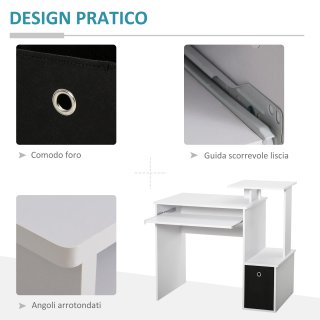 Scrivania Moderna con Mensola Tastiera e Cassetto