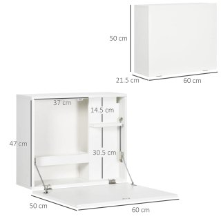 Scrivania a Muro Pieghevole Bianca 60x21.5x50 cm