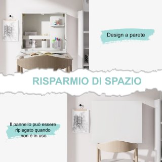 Scrivania a Muro Pieghevole Bianca 60x21.5x50 cm