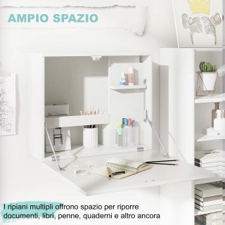 Scrivania a Muro Pieghevole Bianca 60x21.5x50 cm